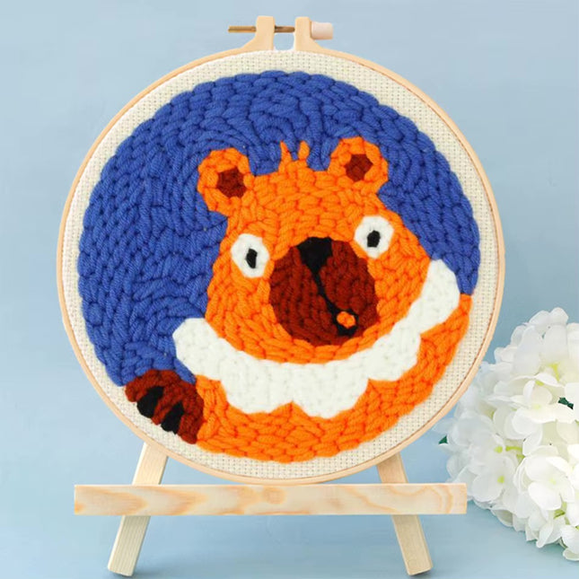 Animal Punch Needle Embroidery Set for Beginners Lovely Dog Punch Needle Poke DIY Needlework Wool Sewing Kit Home Decor