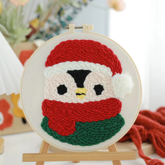 Christmas Tree punch needle embroidery Santa Claus Package Embroidery Punch Needle Kit Handmade Sewing Diy Embroidery Poke