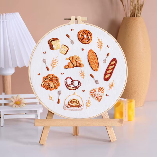 Mixed Style Embroidery Kit with EN Instructions,Thread, Stamped Cloth,Needle for DIY Room Decor
