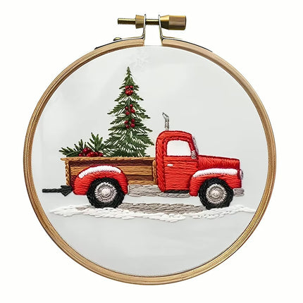 Christmas Cross Stitch Embroidery Kit Includes Embroidery Hoop Embroidery Cloth Threads DIY Embroidery Kit for Beginners Adults