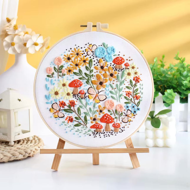 Flower Embroidery Kit with Instructions Needles Thread Cross Stitch Kit for Beginner Floral Kit DIY Craft Home Decor