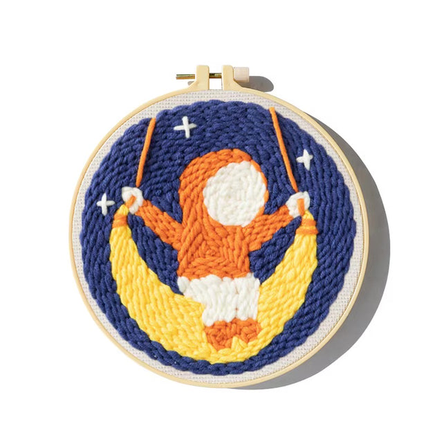 Moon Night Punch Needle Embroidery Kit for Beginners Soft Yarn Van Gogh Starry Sky Needlework Wall Painting Home Decor