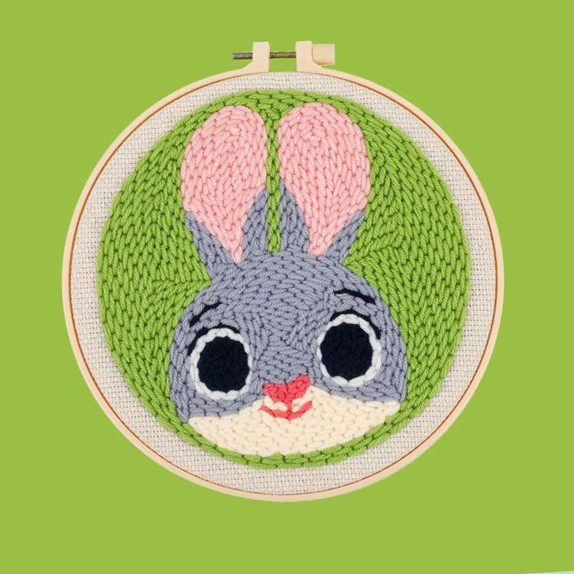DIY Embroidery Starter Kits For Beginner Punch Needle Kids Disney Handicrafts Poking Embroidery Hoop Yarn Painting Arts