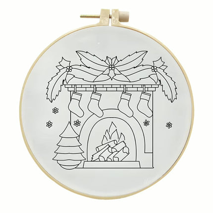 Christmas Embroidery Kit with Pattern and Instructions for Beginners with Embroidery Hoop Color Threads and Needles