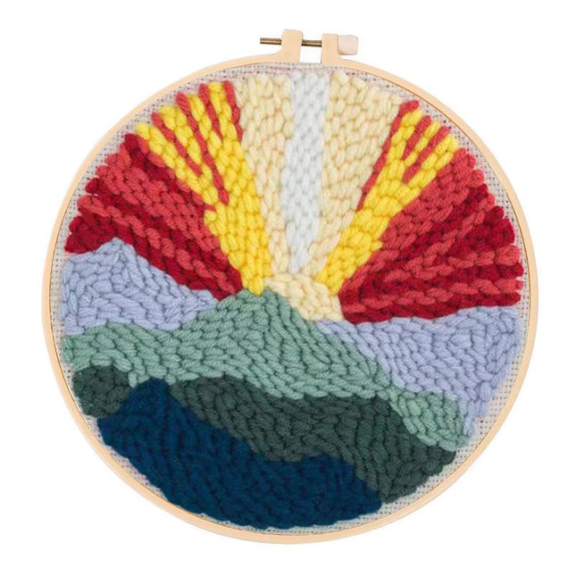 Embroidery Starter Kit Punch Needle Threader Fabric Embroidery Hoop Yarn Rug Punch Needle Pock Pen for Adults Kids Beginner