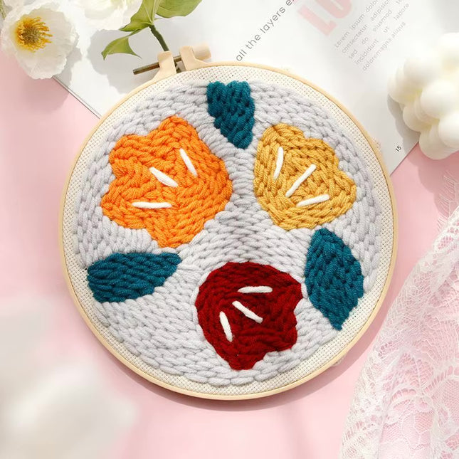 1 Set Multicolor DIY Punch Needle Embroidery Kit Easy-to-Use Floral Pattern Tool Set for Beginners Perfect Gift for Creative