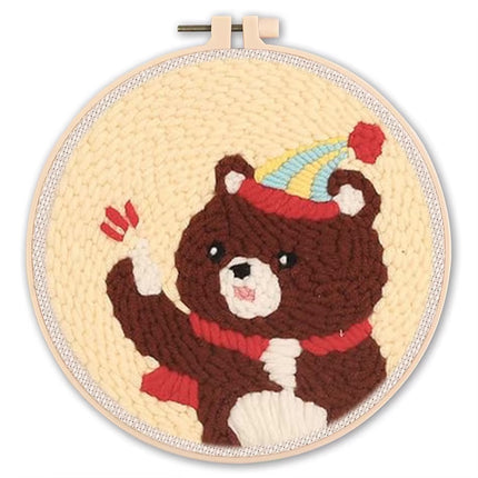 GATYZTORY punch needle embroidery Cartoon Cute Animals Package Embroidery Punch Needle Kit  Sewing Diy Embroidery Poke Handmade