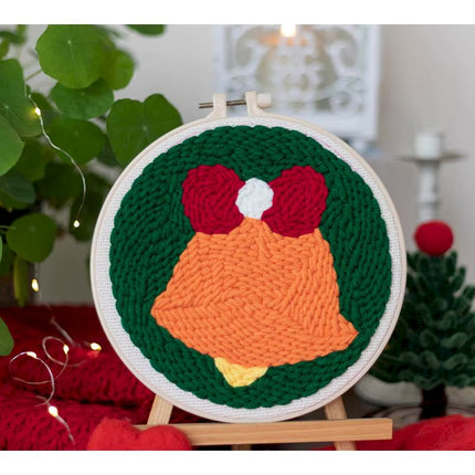 Easy DIY Craft Punch Needle Embroidery Kits with Stamped Color Pattern Package Instruction,Yarn and Adjustable Pen Christmas