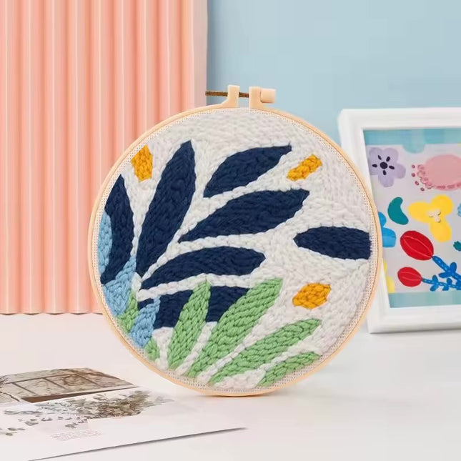 Punch Needle Embroidery Starter Kits Flowers Magic Needle For Embroidery Tool Set Embroidery Fabric Yarn Kit Home Decor