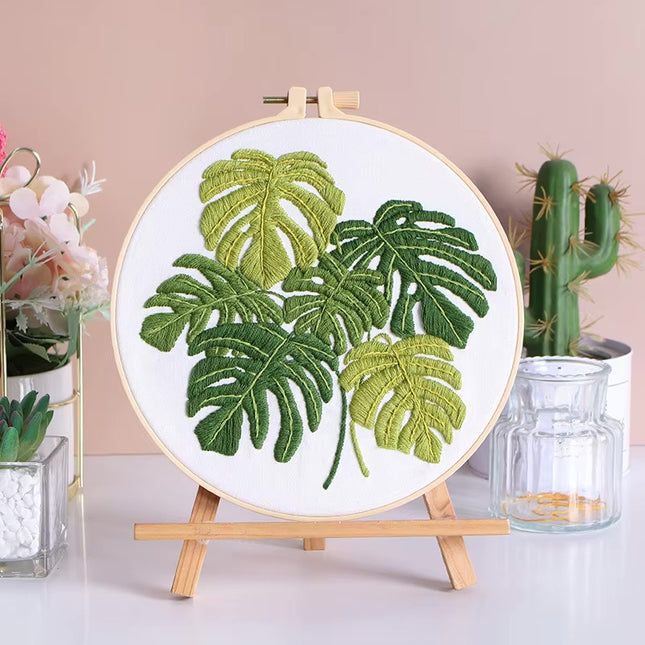 Summer Plant Garden Embroidery Kit with EN Instructions,Thread, Stamped Cloth,Needle for DIY Room Decor