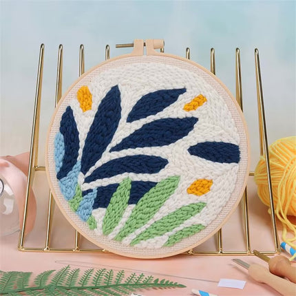 Rainbow Embroidery Kit for Beginner Punch Needle  Starter Set DIY Craft Set Rug Hooking Tool With Threader Fabric Wool Yarn