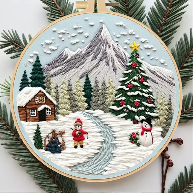 1 high-quality new Christmas series pattern DIY embroidery set material package. The set includes needles, threads, embroidery s