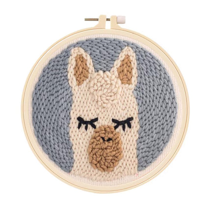 Embroidery Starter Kit Punch Needle Threader Fabric Embroidery Hoop Yarn Rug Punch Needle Pock Pen for Adults Kids Beginner