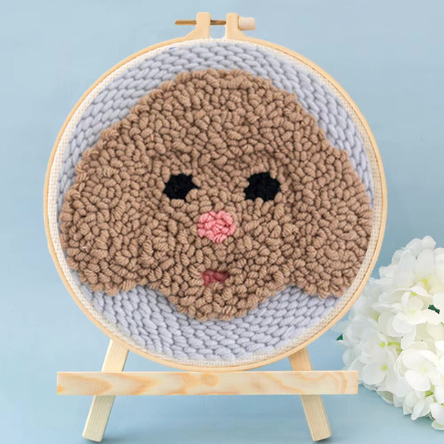 Animal Punch Needle Embroidery Set for Beginners Lovely Dog Punch Needle Poke DIY Needlework Wool Sewing Kit Home Decor
