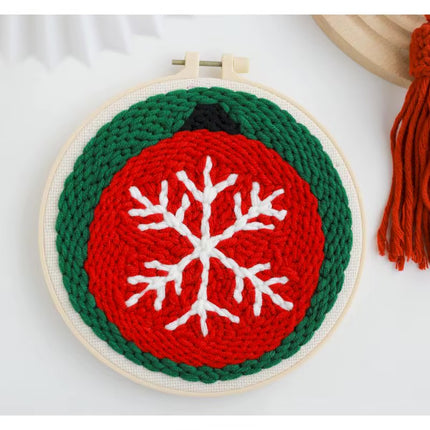 Easy DIY Craft Punch Needle Embroidery Kits with Stamped Color Pattern Package Instruction,Yarn and Adjustable Pen Christmas
