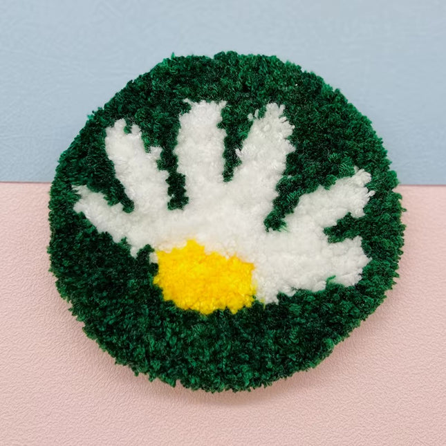 1PC 4cm DIY Punch Needle Coasters Kit Containing yarn Fun Pattern Coaster Set For Christmas with Animal Pattern Tea Cushions