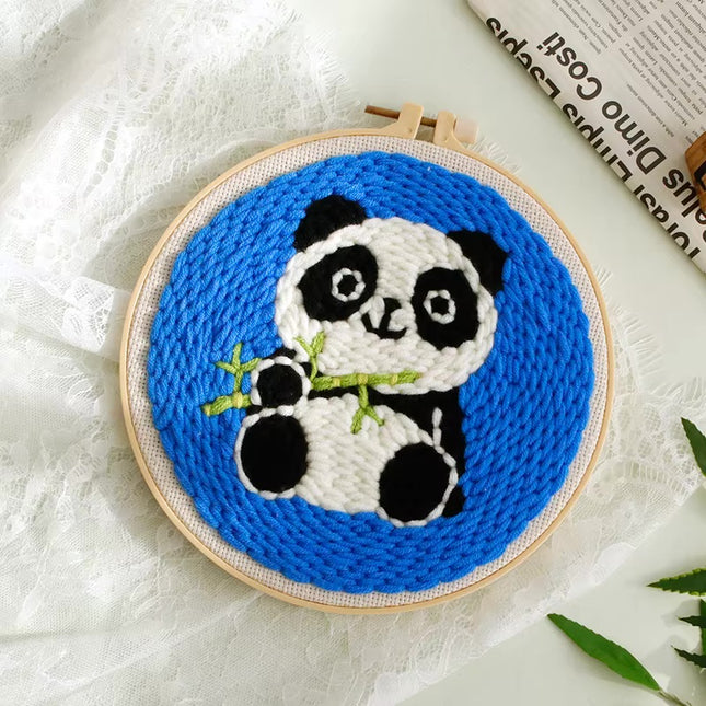 20x20cm Punch Needle Embroidery Starter Kits For Beginners Punch Needle Embroidery Hoops Flowers  Animals Picture Diy Crafts