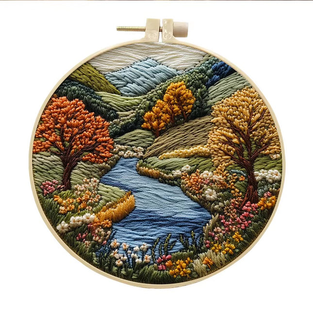 Embroidery Kit with Scenery Pattern Mountain and Moon Landscape for Skilled DIY Embroidery Adults Perfect Handmade Gift