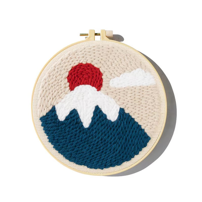 Mountains Scenery Punch Needle Embroidery Kit with Yarn for Beginners DIY Needlework Wool Work Decorative Paintings Home Decor