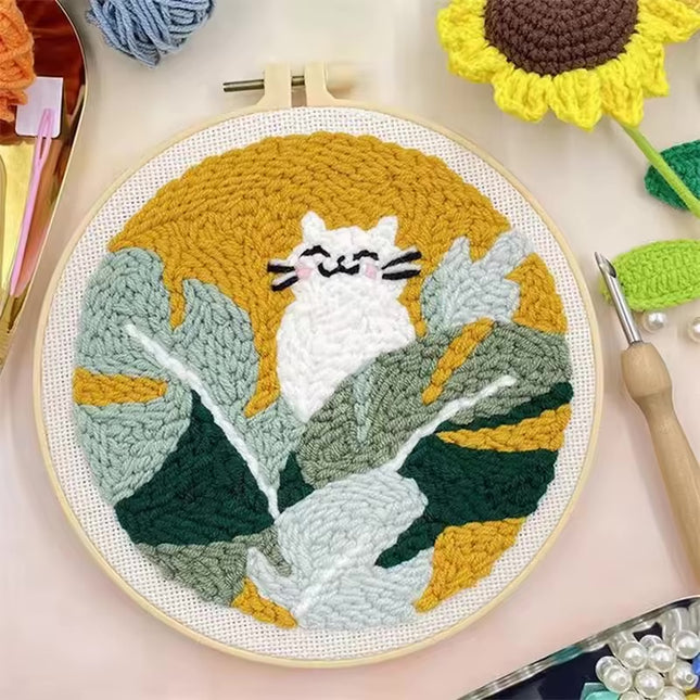 punch needle embroidery Cartoon Cute Animals Package Diy Set Punch Needle Kit Sewing Diy Punch Needle Poke Embroidery Handmade