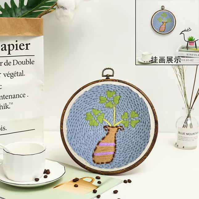 20x20cm Punch Needle Embroidery Starter Kits For Beginners Punch Needle Embroidery Hoops Flowers  Animals Picture Diy Crafts