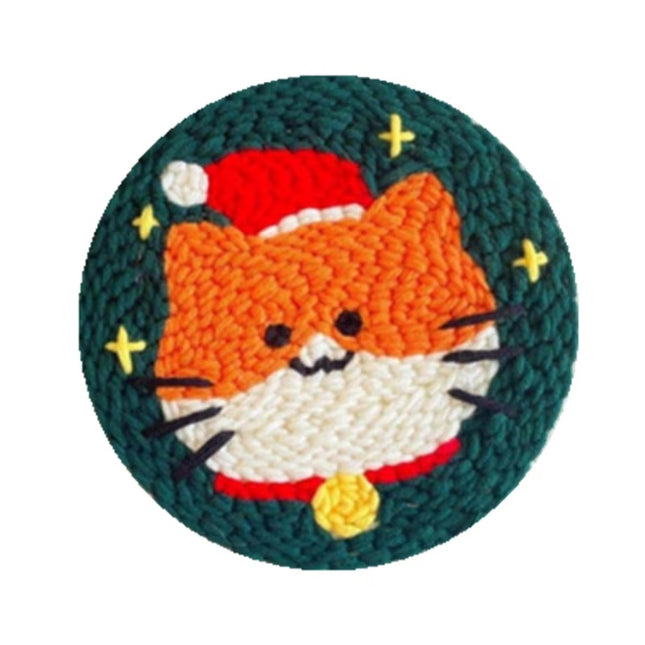 Xmas Punch Needle Embroidery Kit with Yarn for Beginners DIY Needlework Wool Work for Christmas Gift Home Decor