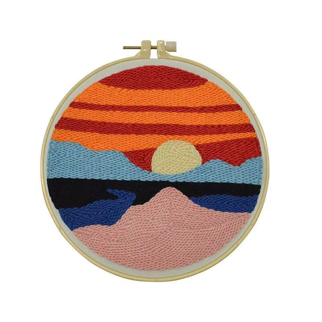 Cute Art Punch Needle Kit DIY Needlework Cartoon World Famous Painting Needlecraft for Beginner Cross Stitch Artcraft(Full Set)