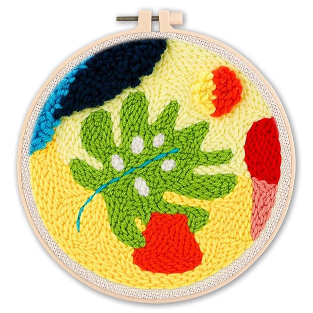 DIY Punch Needle Embroidery Kit with Yarn Floral Pattern Starter Kit Magic Tufting Set Poking Cross Stitch Tools For Knitting