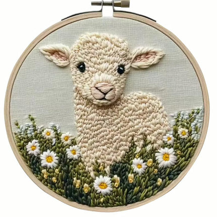 Cute Animal Cow Turtle Punch Needle Kit with EN Instructions,Yarn,Pen, Threader,Stamped Cloth for Christmas Gift
