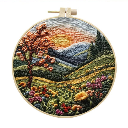 Embroidery Kit with Scenery Pattern Mountain and Moon Landscape for Skilled DIY Embroidery Adults Perfect Handmade Gift