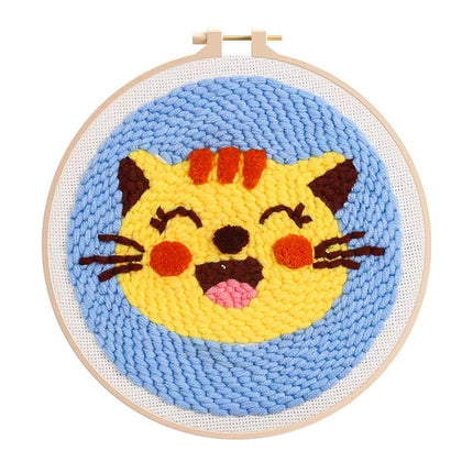 CHENISTORY Punch Needle Embroidery Kit Cartoon Cute Animals Package Diy Crafts Sewing Embroidery Poke Handmade DIY Craft