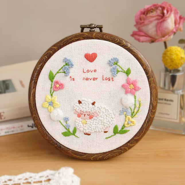 Handmade Embroidery DIY Material Kit Easy to Make Dream Rose Photo Frame Home Decoration Creative Gift