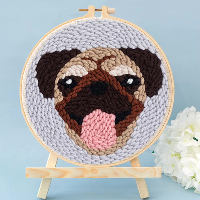 Animal Punch Needle Embroidery Set for Beginners Lovely Dog Punch Needle Poke DIY Needlework Wool Sewing Kit Home Decor