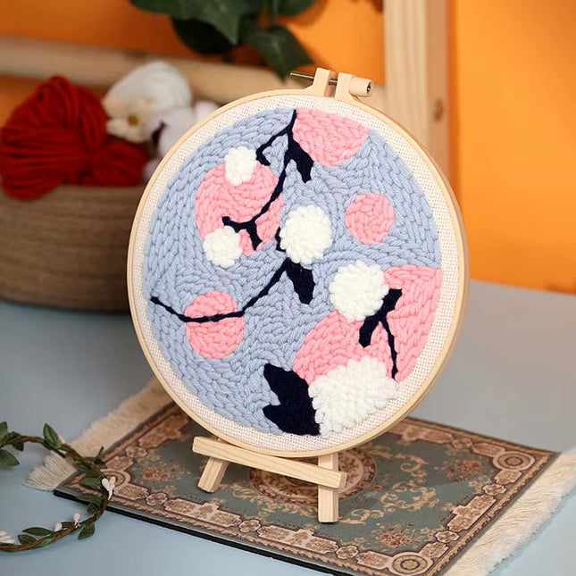 DIY Punch Needle Embroidery Kit with Yarn Floral Pattern Starter Kit Magic Tufting Set Poking Cross Stitch Tools For Knitting