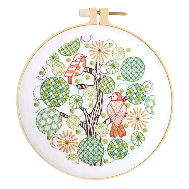 1pc DIY Embroidery Supplies Tree Bird Plant Flower Full Set Hoop Needle Arts And Craft Landscape Scenery Handmade Gift