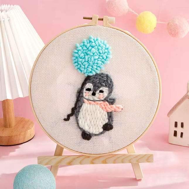 GATYZTORY Punch Needle Embroidery Kit, DIY Punch Needle Painting Set Handmade Material Pack, Panda Animal Style, Home Decoration