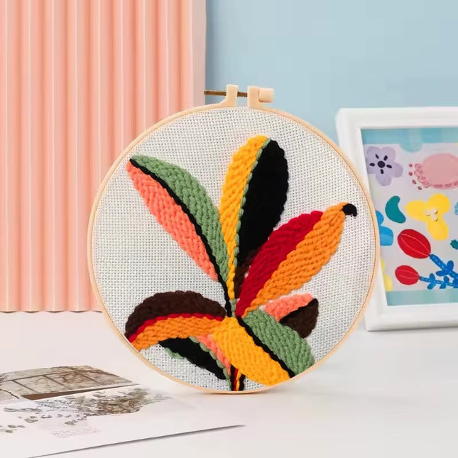 Punch Needle Embroidery Starter Kits Flowers Magic Needle For Embroidery Tool Set Embroidery Fabric Yarn Kit Home Decor