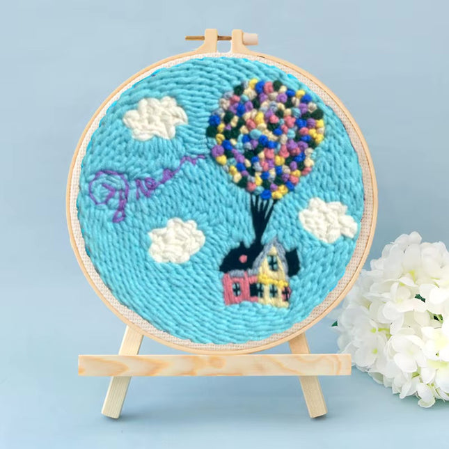 GATYZTORY DIY Landscape Pattern Punch Needle Embroidery Kit 20x20cm Frame Punch Set for Beginners Easy Handicraft DIY Decor Gift