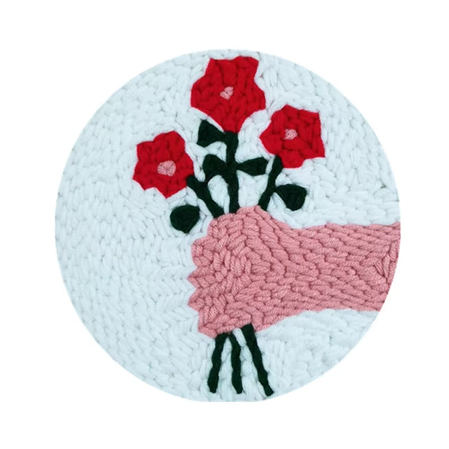 Simple Pattern Punch Needle Embroidery Kit for Beginners Kids DIY Needlework Wool Work Decorative Paintings Home Decor