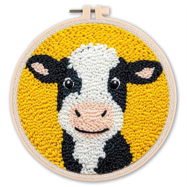 Diy Punch Needle Embroidery Starter Kits Animal Pattern Sewing Kit Funny Easy Yarn Painting Arts DIY Needlework Set For Beginner