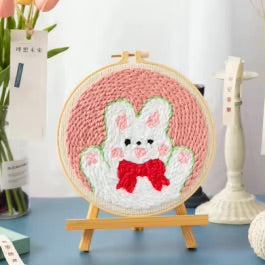 GATYZTORY 20x20cm Punch Needle Embroidery Starter Kits Cute Animal Pattern forBeginners Handcraft Punch Needle Needlework