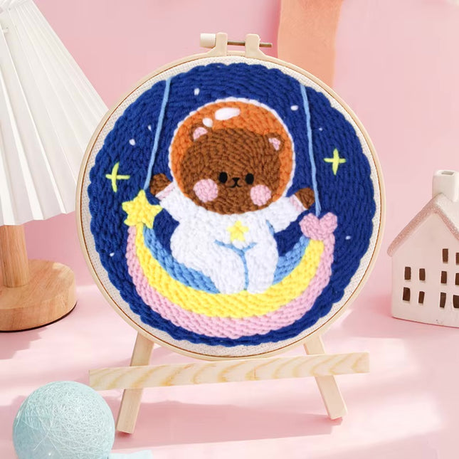 GATYZTORY punch embroidery needle set Cute astronaut crafts supplies adults punch needle package embroidery and creativity Knit