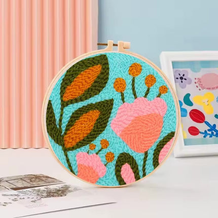 Punch Needle Embroidery Starter Kits Flowers Magic Needle For Embroidery Tool Set Embroidery Fabric Yarn Kit Home Decor