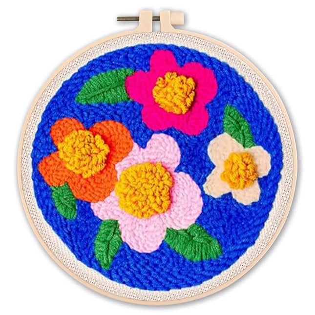 DIY Punch Needle Embroidery Kit For Beginner Craft Punch Needle Set Rug for Starter Kits Floral Pattern Tools For Knitting