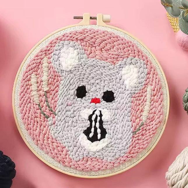 Funny Diy Punch Needle Embroidery Starter Kits For Beginner Adult Animal Handicrafts Poking Embroidery Yarn Painting Arts