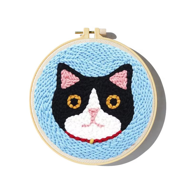 Cute Cartoon Animal Punch Needle Embroidery Kit for Beginners Soft Yarn Needlework Embroidery Set Home Decor