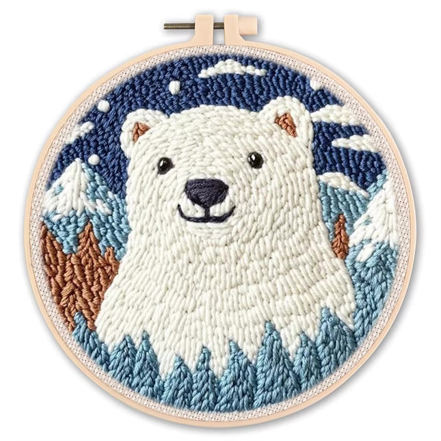 CHENISTORY Diy Punch Needle Embroidery Starter Kits For Beginner Cartoon Cute Animals Poking Embroidery Yarn Painting Arts