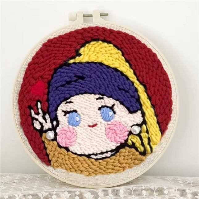 Square Punch Needle Complete Set Adult Rug Wool Poke Embroidery Starter Kit With Threader Fabric Hoop Yarn DIY Needle Arts Craft
