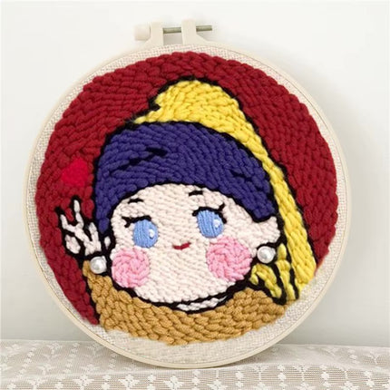 Square Punch Needle Complete Set Adult Rug Wool Poke Embroidery Starter Kit With Threader Fabric Hoop Yarn DIY Needle Arts Craft