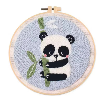 Decorative Punch Needle Embroidery Cartoon Animal Pattern For Adults DIY Needlework Wool Punch Needle Poke Embroidery Kit